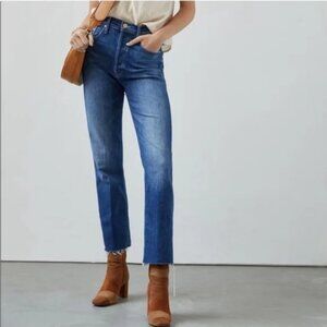 MOTHER Tippy Top Frisky Flood Fray Jeans in Bad Reputation Size 25